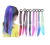 QRWT Braids Multicolor Hair Extensions Accessories with Rubber Headband Rainbow Ponytail Synthetic for Women Girls Kids Multicolor - 1