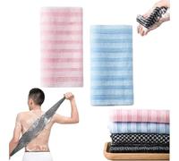 QRXALISA Blissal Exfoliating Bath Towel, Long Bath Towel Jacquard Stripe Scrub Bath Towel, Double-sided Back Exfoliating Towel