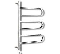 QRXALISA Heated Towel Rack, Electric Towel Warmer, 180 ° Swivel Wall Mounted Electric Heated Towel Rail, Bathroom Radiator with 3 Folding Arm, Energy Efficient 304 Stainless Steel Heated To