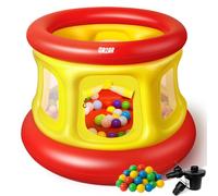 QRZAR 3-in-1 Inflatable Bounce House for Toddlers Under 4, Beautiful & Safe Bouncer with Ball Pit & Trampoline, Indoor/Outdoor Play Yard with Air Pump
