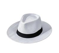 QRZCZXNP Sun Hat Men's Panama Uv Upf50 Beach Straw Foldable Brim Summer Unisex-White