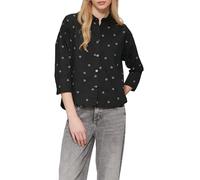 QS Cotton Blouse with All-Over Print, Black, 10