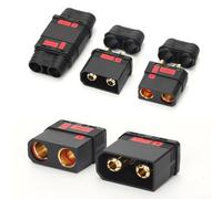 QS8-S+ High-Current Spark-Resistant Connector for Drones, 8-10AWG, 130A/200A, 600V, Nylon, Gold-Plated Copper, Male and Female Set (black set)