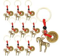QSCFKL 10Pcs Horse Keychains Year of 2026 Key Ring Brass Chinese Zodiac Horse Keyholder Year Blessing Souvenir for Car Bag Decor