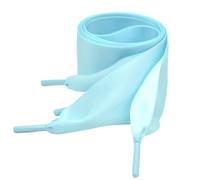 QSCTYG 1Pair 4cm Width 90CM Flat Satin Ribbon Shoelaces Polyester Shoe Laces Sneaker Sport Shoes Lace Strings(Light Blue)