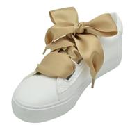 QSCTYG 4 Cm Widened Satin Shoelaces Smooth Big Bow Wide Laces Trend Beauty Casual Sneaker Leather Shoes(Khaki,160cm)