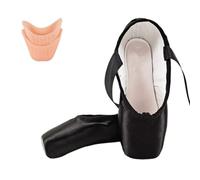 QSCTYG Ballet Shoes Adult Kids Ballet Pointe Shoes Nude/Black/Red Satin Girls Women Professional Dance Shoes With Ribbons Silicone Toe Pad 548 (Color : BlackPlus, Size : 12.5)