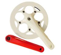 QSCTYG Bike Crank Bicycle Crank And Chain Ring Variable Speed Folding Bicycle Chain Ring Aluminum Alloy Square Hole Crankset (Color : White and red)