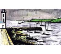 QSDTGHUIKP Bernard Buffet Prints Lighthouse and Jetty Canvas Painting Bernard Buffet Poster Abstract Wall Art for Office Wall Picture Decor 60x80cm Frameless
