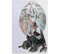 QSDTGHUIKP Boy Reading By Norman Rockwell Poster Illustration Canvas Wall Art Norman Rockwell Prints And Painting for Home Decor Picture 40x60cm No Frame