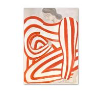 QSDTGHUIKP Minimalism Lines Stripe Girl Abstract Wall Art Orange Stripe Girl Poster and Prints Boho Canvas Painting for Home Picture Decor 40x50cm Frameless