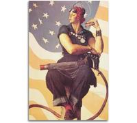 QSDTGHUIKP Norman Rockwell Canvas Prints《Rosie The Riveter》Painting Modern Wall Art Norman Rockwell Poster for Bathroom Wall Decor Picture 50x70cm Unframed