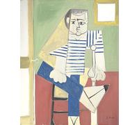 QSDTGHUIKP Pablo Picasso Poster《Man sitting on a chair》Wall Art Pablo Picasso Canvas Prints Abstract Picture Vintage Painting for Home Decor 40x60cm Frameless