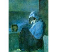 QSDTGHUIKP Pablo Picasso Poster Woman sitting at the cap Prints Wall Art Pablo Picasso Abstract Canvas Painting for Home Wall Decor Picture 40x65cm Frameless