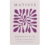 QSDTGHUIKP Purple Matisse Floral Wall Art Purple The Cut Outs Canvas Prints Henri Matisse Painting Modern Flower Wall Art for Bathroom Decor 16x24 Unframed