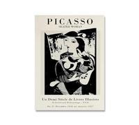 QSDTGHUIKP Sitting woman by Picasso Poster and Prints Black White Wall Art Picasso Exhibition Canvas Painting for Office Wall Picture Decor 40x65cm Frameless