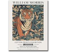 QSDTGHUIKP William MorrisTiger Green Orange Poster and Prints William Morris Exhibition Wall Art Retro Canvas Painting for Home Wall Decor 40x55cmx1 No Frame