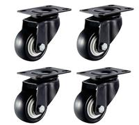 QsEzDo 4 Pack Caster Wheels, Heavy Duty, 2 inch wheels, without Brake, and Silent Polyurethane (PU) Wheels, Swivel Plate Castor Wheels for Cart, Furniture, Workbench