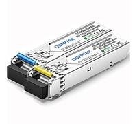 QSFPTEK 1.25G SFP 1000BASE-BX-D BIDI WDM Transceiver, 20KM Simplex LC DDM Fibre Optic Transceiver Tx1310/Rx1550nm for Cisco GLC-BX-40U, Cisco GLC-BX-40D, Ubiquiti, Microtics, D-Link,Supermicro,Netgear