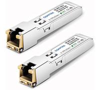 QSFPTEK (2Pack 10GBASE-T SFP+ to RJ45, 1.25G/2.5G/5G/10Gb RJ45 Copper Mini-GBIC Transceiver for Cisco SFP-10G-T-S, Ubiquiti UF-RJ45-10G, Netgear, Mikrotik, D-Link, Supermicro, CAT6A/CAT7, up to 30m