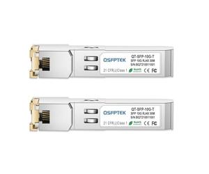 QSFPTEK 2Pack Newest 10GBASE-T SFP+ RJ45 Transceiver, 10G SFP+ to RJ45 Module up to 30m Copper Mini-GBIC with Realtek Chip for Cisco SFP-10G-T-S, Ubiquiti UF-RJ45-10G, D-Link, Supermicro