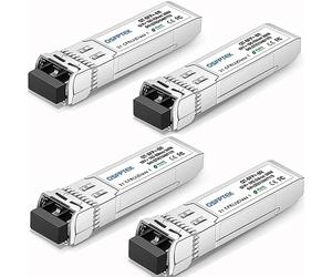 QSFPTEK 4Pack 10GBASE-SR SFP+ Transceiver 850nm 300m LC DDM, 10G-SR SFP+ Multimode Module for Cisco SFP-10G-SR, Ubiquiti UF-MM-10G, Netgear, Mikrotik, D-Link, Supermicro Other Switch(850nm, 300m, DDM)