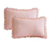 QSH Pink Ruffle Pillow Shams King Size,2 Pack 20"x36" Pillow Sham,Shabby Boho Chic Farmhouse Bed Pillow Covers King Ultra Soft and Luxury Microfiber Vintage Pillowcases Set