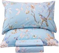 QSH Queen's House Cotton Birds Queen Size Sheets Set Deep Pocket Set-P