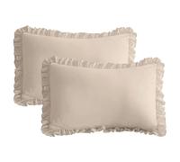 QSH Ruffle Pillow Shams King Size,2 Pack 20"x36" Pillow Sham,Shabby Boho Chic Bed Pillow Covers King Linen Feel Ultra Soft and Luxury Microfiber Vintage Pillowcases Set