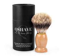 QSHAVE 100% Best Original Pure Badger Hair Shaving Brush Handmade. Real Wood Base. Perfect for Wet Shave, Safety Razor, Double Edge Razor