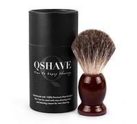 QSHAVE 100% Best Original Pure Badger Hair Shaving Brush Handmade. Real Wood Base. Perfect for Wet Shave, Safety Razor, Double Edge Razor