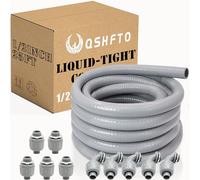 QSHFTO 1/2 Inch Liquid-Tight Conduit and Connector Kit - 25 FT Non-Metallic Electrical Conduit with 5 Pcs 180° Straight and 5 Pcs 90° Angle Fittings