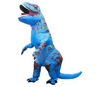 Qshine Adults T-Rex Inflatable Costume Fancy Dinosaur Suit Blow up Stegosaurus Jumpsuit Halloween Cosplay Costume, Blue, One Size