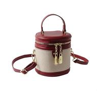 QsicTaco Retro Bucket Bag Color Contrast Cylinder Purse Senior Sense Style Single Shoulder Crossbody Handbag with Zipper