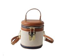 QsicTaco Retro Bucket Bag Color Contrast Cylinder Purse Senior Sense Style Single Shoulder Crossbody Handbag with Zipper
