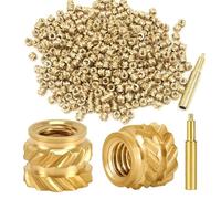 QSJ Threaded Insert 400Pcs M3 x L4 x D5 Heat Set Nut Brass for Industrial 3D Printing Projects M3 Soldering Iron Tip Included