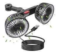 QSJKLC Car Fan for Suzuki Jimny Swift Grand Vitara Ignis Kizashi, Dual Head USB Fans, 360°Rotating Car Cooling Fan With 3 Speed Adjustable Strong Wind Low Noise