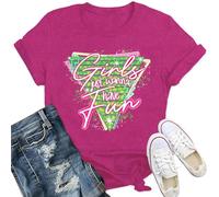 Qskall 80s T Shirts Women Retro Vintage 80s' Party T-Shirt Girls Just Wanna Have Fun Tee Tops Pink