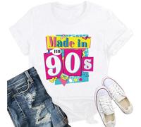 Qskall 90s T Shirt for Women Take Me Back to The 90's Shirts Retro 80 90 Baby Tee Top White