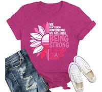 Qskall Breast Cancer T-Shirt for Women Pink Ribbon Tshirt Cancer Awareness Inspirational Tee Top
