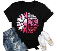 Qskall Breast Cancer T-Shirt for Women Pink Ribbon Tshirt Cancer Awareness Inspirational Tee Top