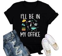 Qskall Garden T Shirts for Women Plant Lover Gardening Shirt I'll Be in My Office Gardener Tee Tops Black