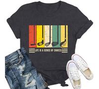 Qskall Golf T Shirts for Women Golf Lover Shirt Life is A Series of Choices Tee Tops Grey