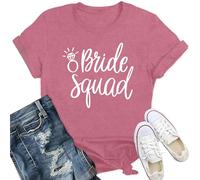 Qskall Hen Party T Shirts Bride to Be Tshirt Bride Squad Tee Tops Pink