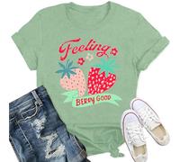 Qskall Strawberry T Shirt Women Fruit Lover Berries T-Shirts Farmer Gardener Gifts Tee Tops