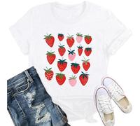 Qskall Strawberry T Shirt Women Fruit Lover Berries T-Shirts Farmer Gardener Gifts Tee Tops