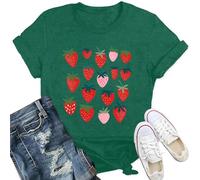 Qskall Strawberry T Shirt Women Fruit Lover Berries T-Shirts Farmer Gardener Gifts Tee Tops