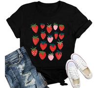 Qskall Strawberry T Shirt Women Fruit Lover Berries T-Shirts Farmer Gardener Gifts Tee Tops
