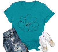 Qskall Women's T-Shirts with Floral Magnolia Print Shirt Plant Lover Tee Tops