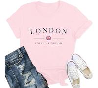Qskall Women's Union Jack T Shirt London Shirts United Kingdom Tee Tops Pink
